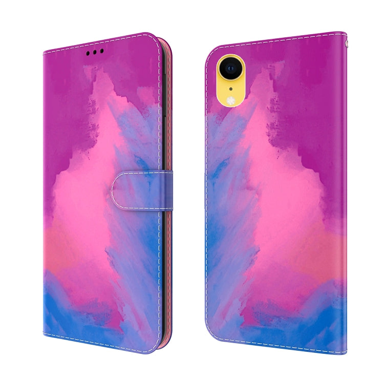 For iPhone XR Watercolor Pattern Horizontal Flip Leather Case with Holder & Card Slot & Wallet