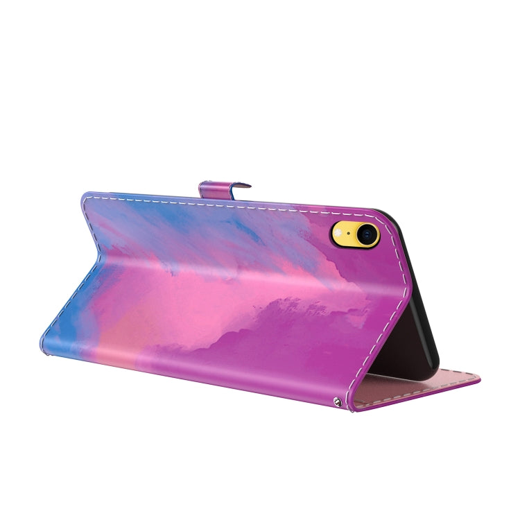 For iPhone XR Watercolor Pattern Horizontal Flip Leather Case with Holder & Card Slot & Wallet