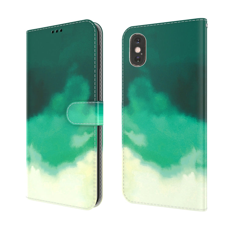 For iPhone XS Max Watercolor Pattern Horizontal Flip Leather Case with Holder & Card Slot & Wallet