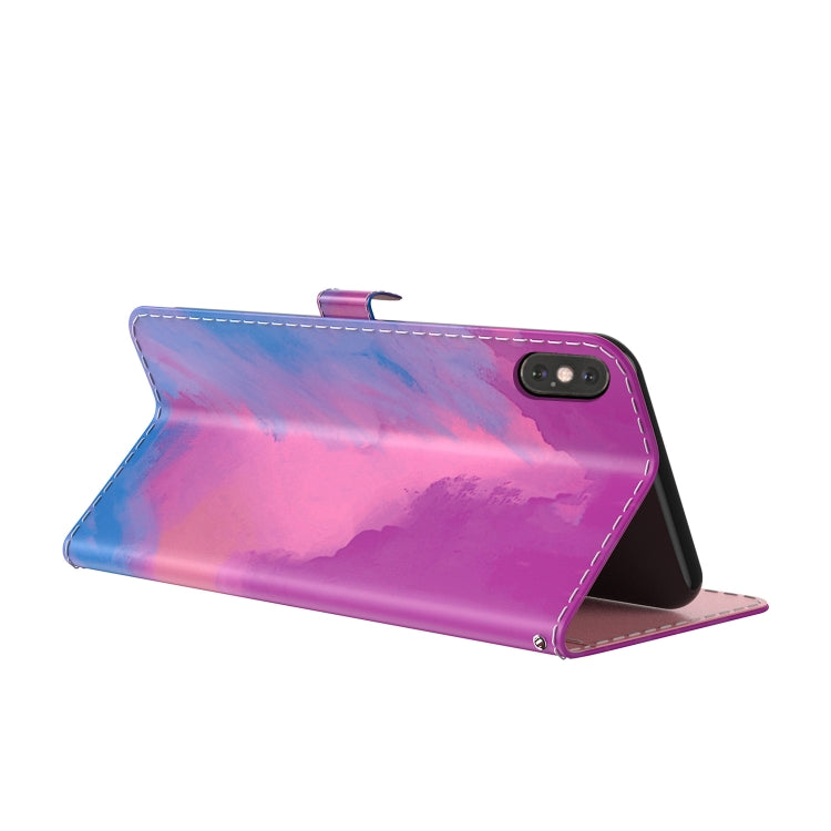For iPhone XS Max Watercolor Pattern Horizontal Flip Leather Case with Holder & Card Slot & Wallet