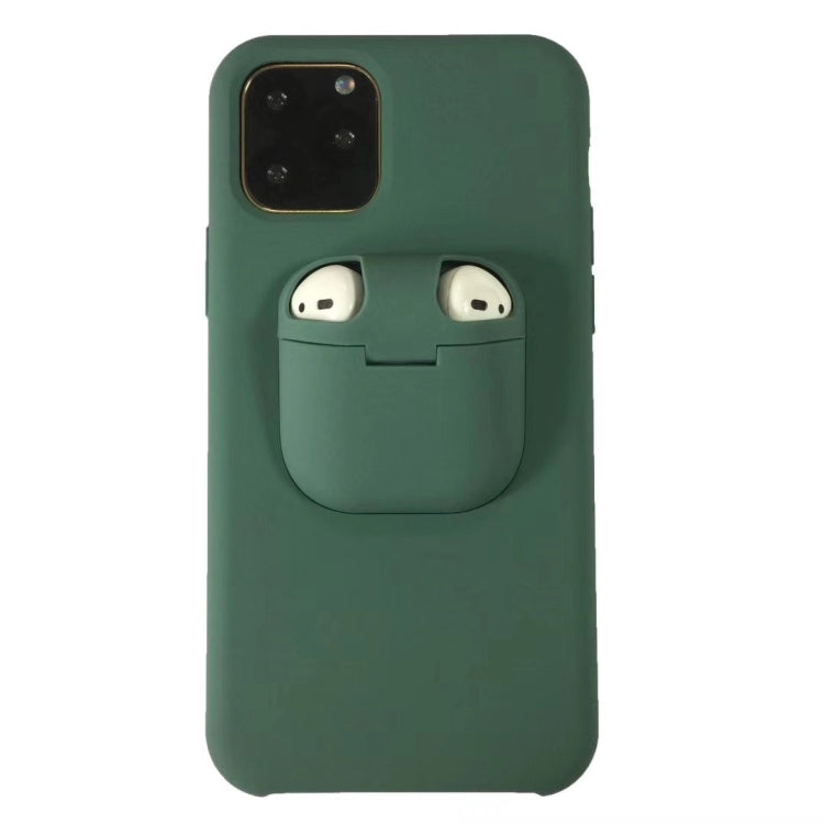For iPhone 11 Pro Max Liquid Silicone Shockproof Protective Case with Apple AirPods Case