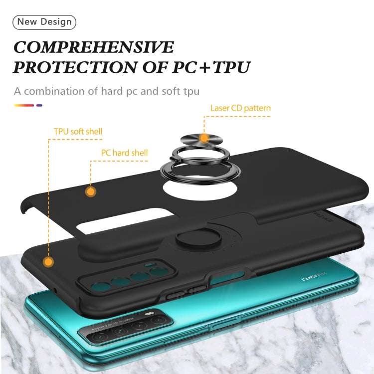 For Huawei Y7a PC + TPU Shockproof Magnetic Protective Case with Invisible Ring Holder