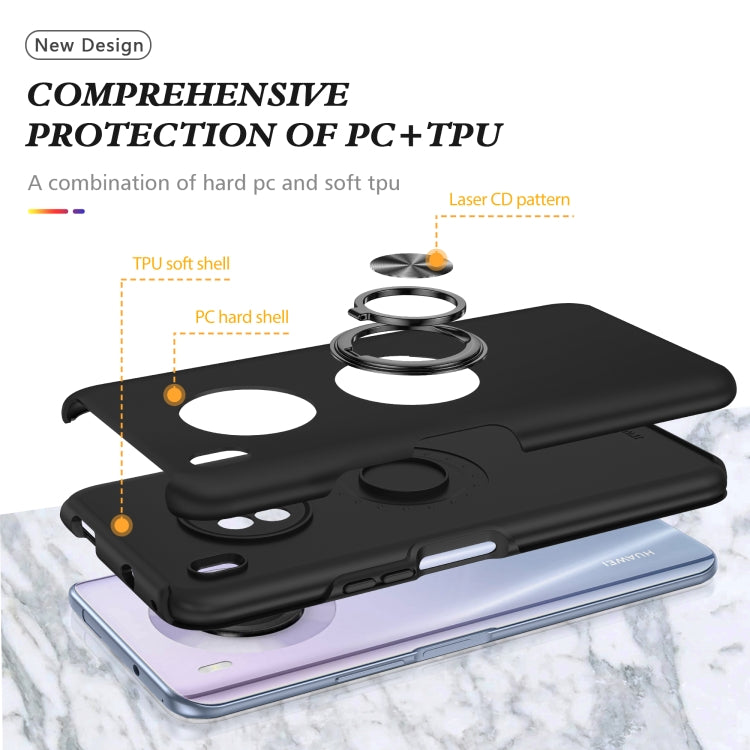 For Huawei Y9a PC + TPU Shockproof Magnetic Protective Case with Invisible Ring Holder