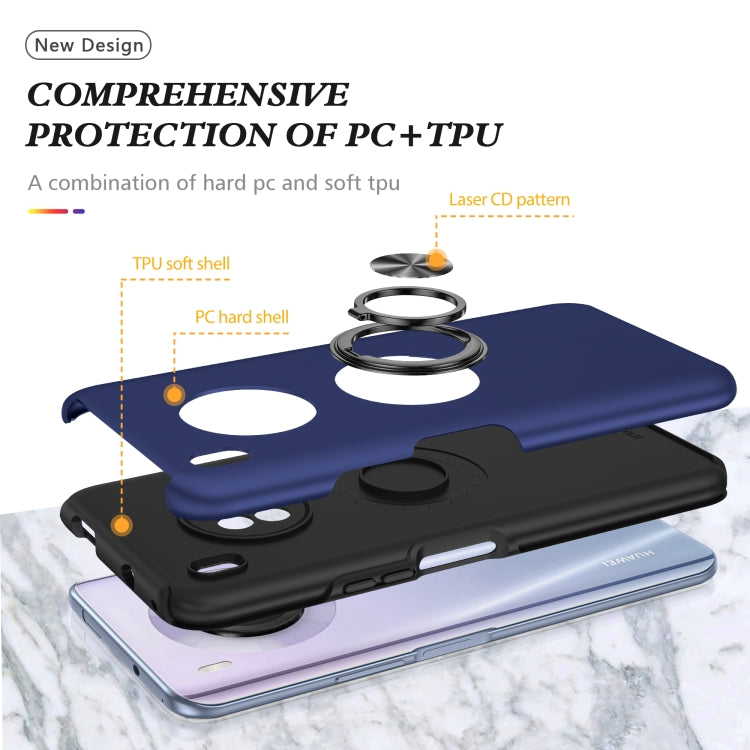 For Huawei Y9a PC + TPU Shockproof Magnetic Protective Case with Invisible Ring Holder