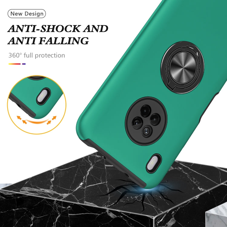 For Huawei Y9a PC + TPU Shockproof Magnetic Protective Case with Invisible Ring Holder