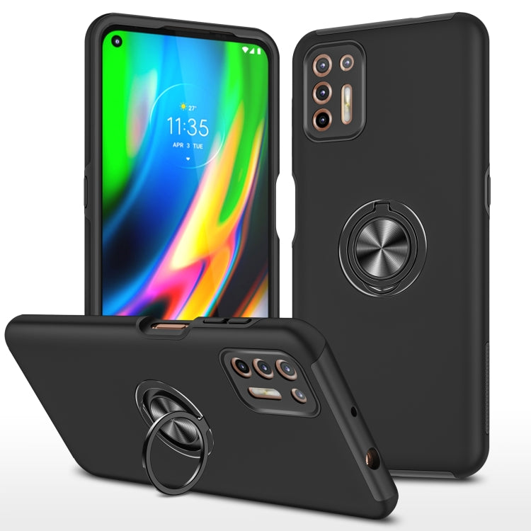For Motorola Moto G9 Plus PC + TPU Shockproof Magnetic Protective Case with Invisible Ring Holder