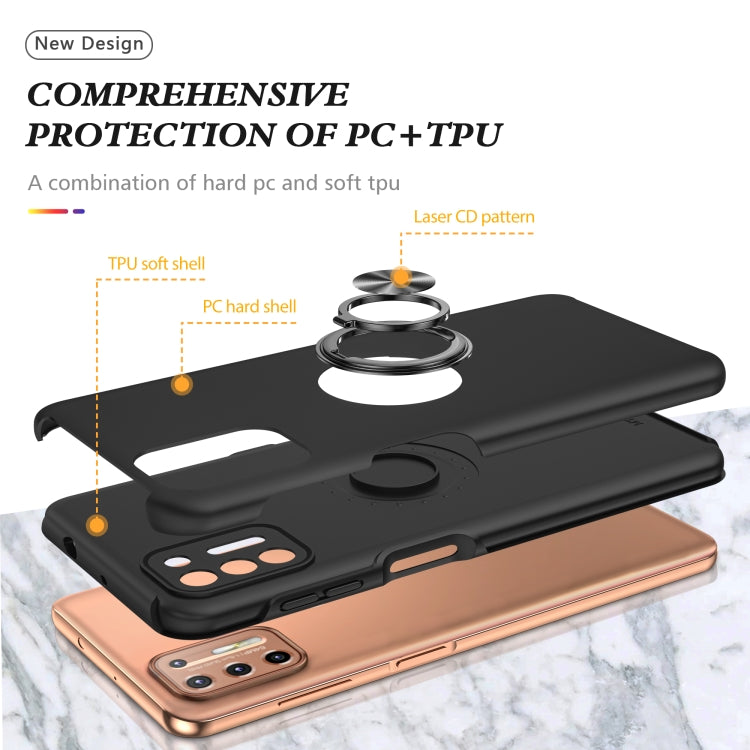 For Motorola Moto G9 Plus PC + TPU Shockproof Magnetic Protective Case with Invisible Ring Holder