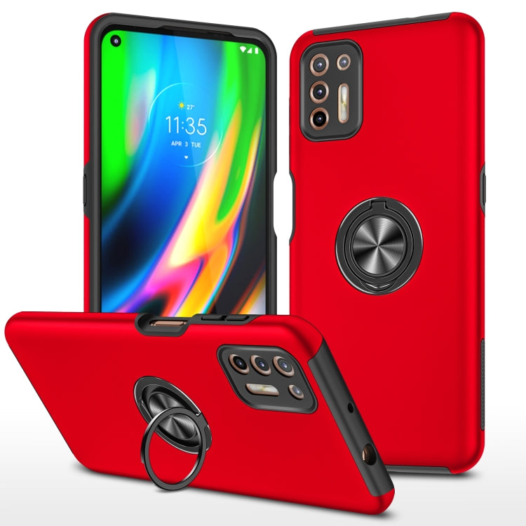For Motorola Moto G9 Plus PC + TPU Shockproof Magnetic Protective Case with Invisible Ring Holder
