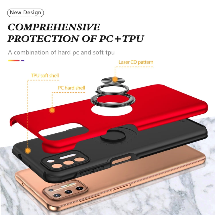 For Motorola Moto G9 Plus PC + TPU Shockproof Magnetic Protective Case with Invisible Ring Holder
