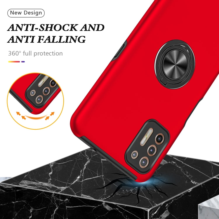 For Motorola Moto G9 Plus PC + TPU Shockproof Magnetic Protective Case with Invisible Ring Holder