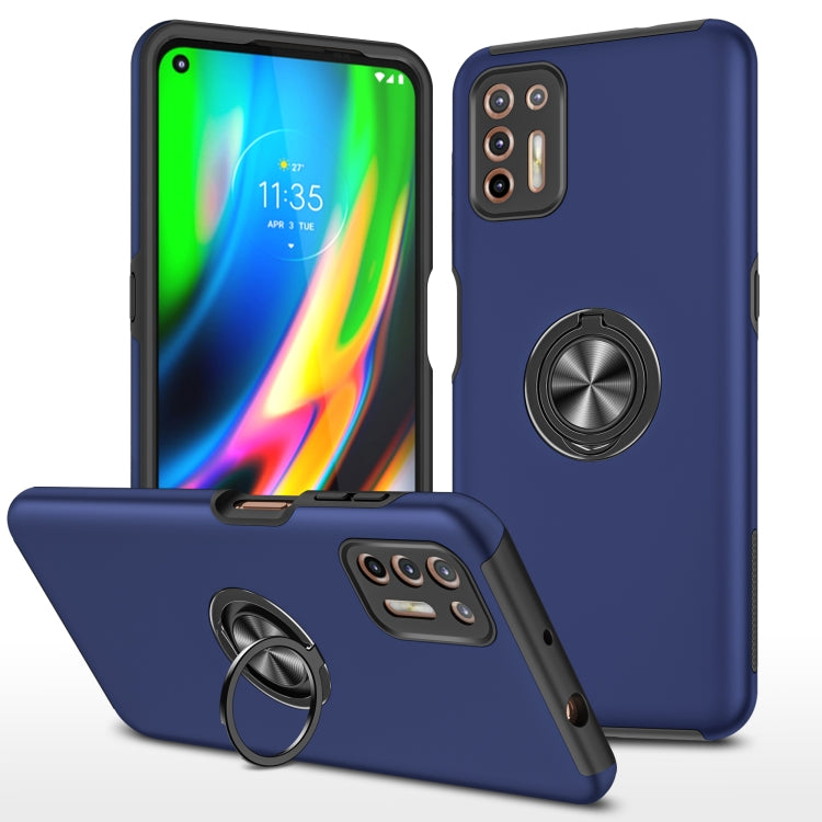 For Motorola Moto G9 Plus PC + TPU Shockproof Magnetic Protective Case with Invisible Ring Holder
