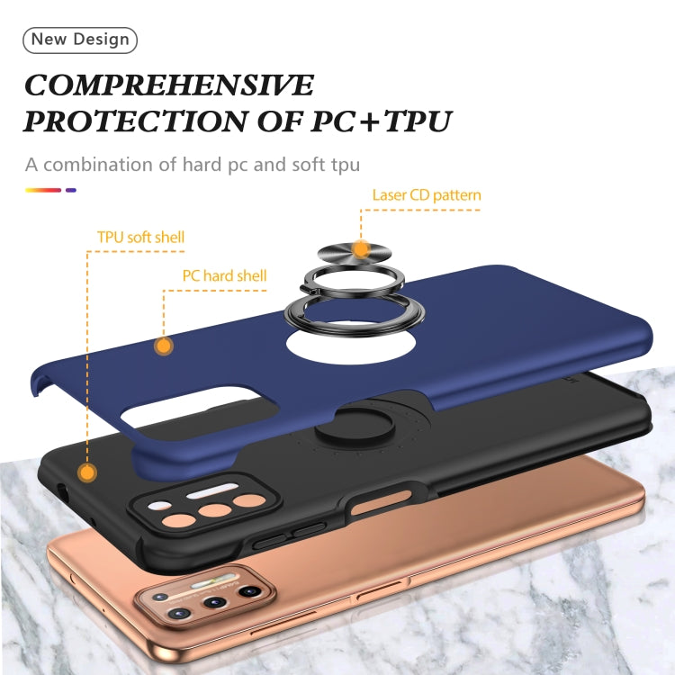 For Motorola Moto G9 Plus PC + TPU Shockproof Magnetic Protective Case with Invisible Ring Holder