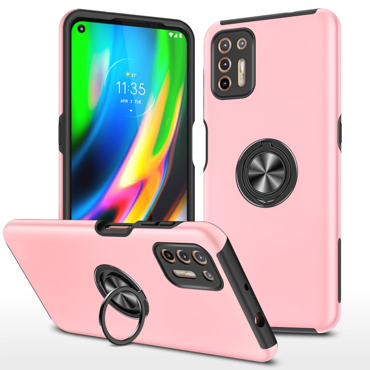 For Motorola Moto G9 Plus PC + TPU Shockproof Magnetic Protective Case with Invisible Ring Holder