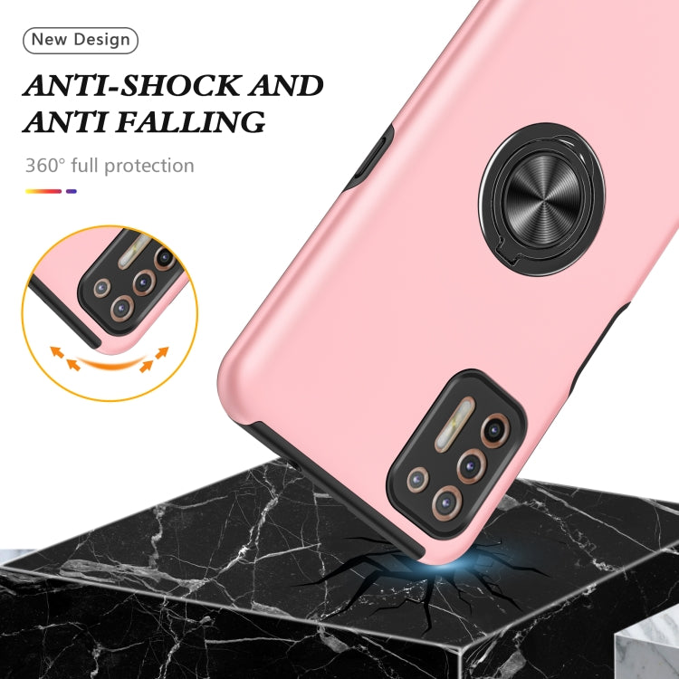 For Motorola Moto G9 Plus PC + TPU Shockproof Magnetic Protective Case with Invisible Ring Holder