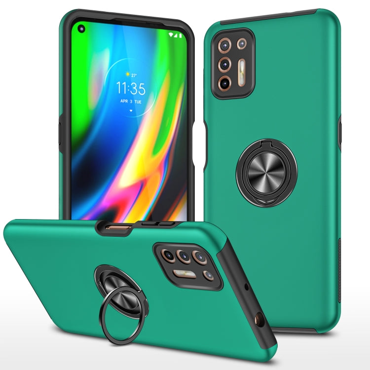 For Motorola Moto G9 Plus PC + TPU Shockproof Magnetic Protective Case with Invisible Ring Holder