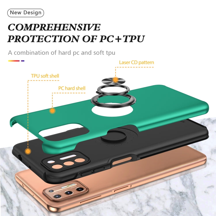 For Motorola Moto G9 Plus PC + TPU Shockproof Magnetic Protective Case with Invisible Ring Holder