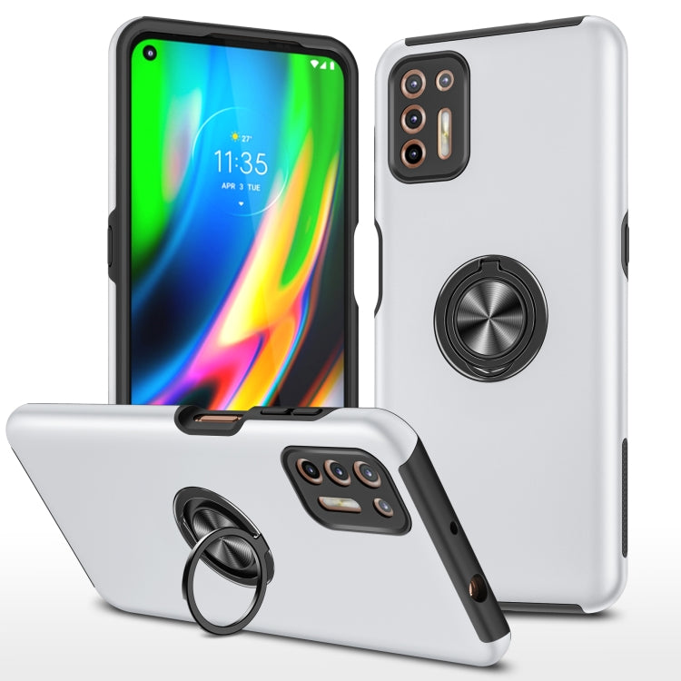 For Motorola Moto G9 Plus PC + TPU Shockproof Magnetic Protective Case with Invisible Ring Holder
