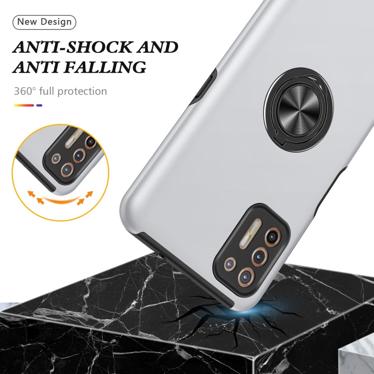 For Motorola Moto G9 Plus PC + TPU Shockproof Magnetic Protective Case with Invisible Ring Holder