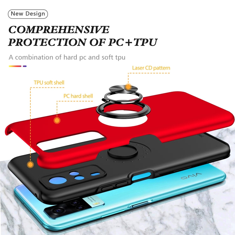 For vivo Y31 PC + TPU Shockproof Magnetic Protective Case with Invisible Ring Holder