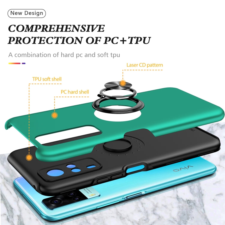 For vivo Y31 PC + TPU Shockproof Magnetic Protective Case with Invisible Ring Holder