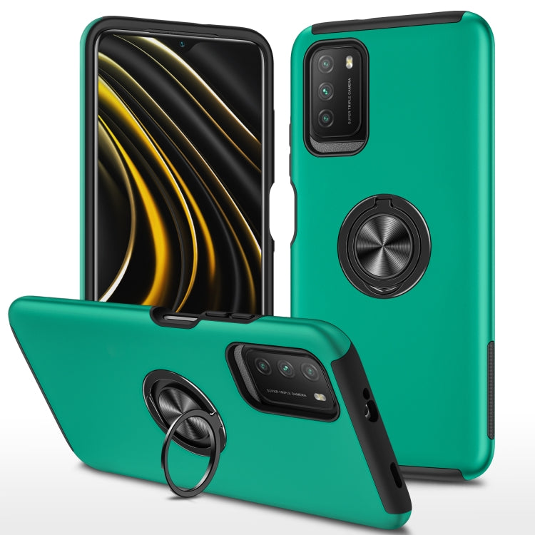 For Xiaomi Poco M3 PC + TPU Shockproof Magnetic Protective Case with Invisible Ring Holder