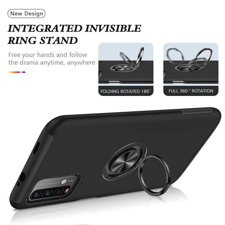 For Xiaomi Redmi Note9 4G PC + TPU Shockproof Magnetic Protective Case with Invisible Ring Holder
