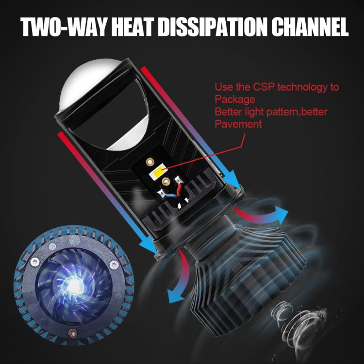 2 PCS T9 H4 6500K / DC9-32V / 8000LM Car LED Headlight(Black)