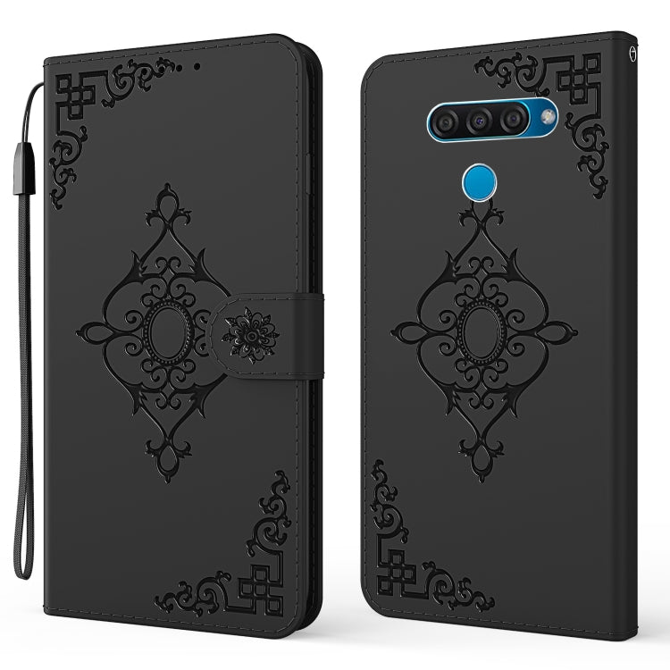 For LG K50 / Q60 Embossed Fortune Flower Pattern Horizontal Flip Leather Case with Holder & Card Slot & Wallet & Lanyard
