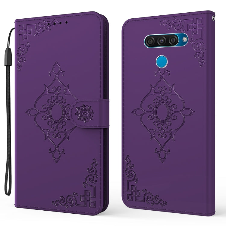 For LG K50 / Q60 Embossed Fortune Flower Pattern Horizontal Flip Leather Case with Holder & Card Slot & Wallet & Lanyard