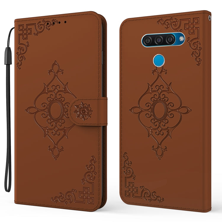 For LG K50 / Q60 Embossed Fortune Flower Pattern Horizontal Flip Leather Case with Holder & Card Slot & Wallet & Lanyard