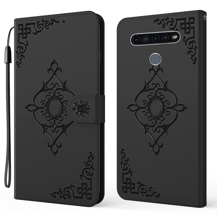 For LG K61 Embossed Fortune Flower Pattern Horizontal Flip Leather Case with Holder & Card Slot & Wallet & Lanyard