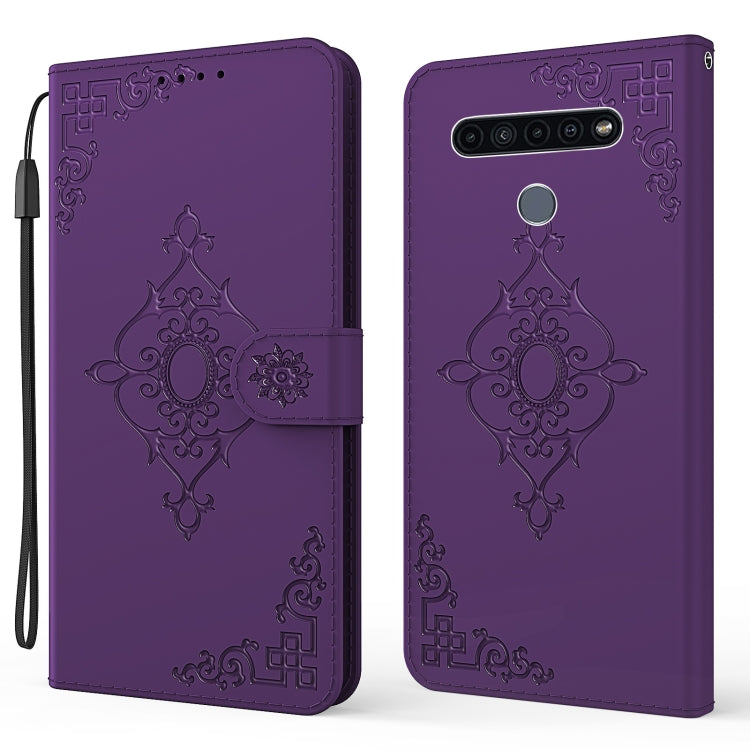 For LG K61 Embossed Fortune Flower Pattern Horizontal Flip Leather Case with Holder & Card Slot & Wallet & Lanyard