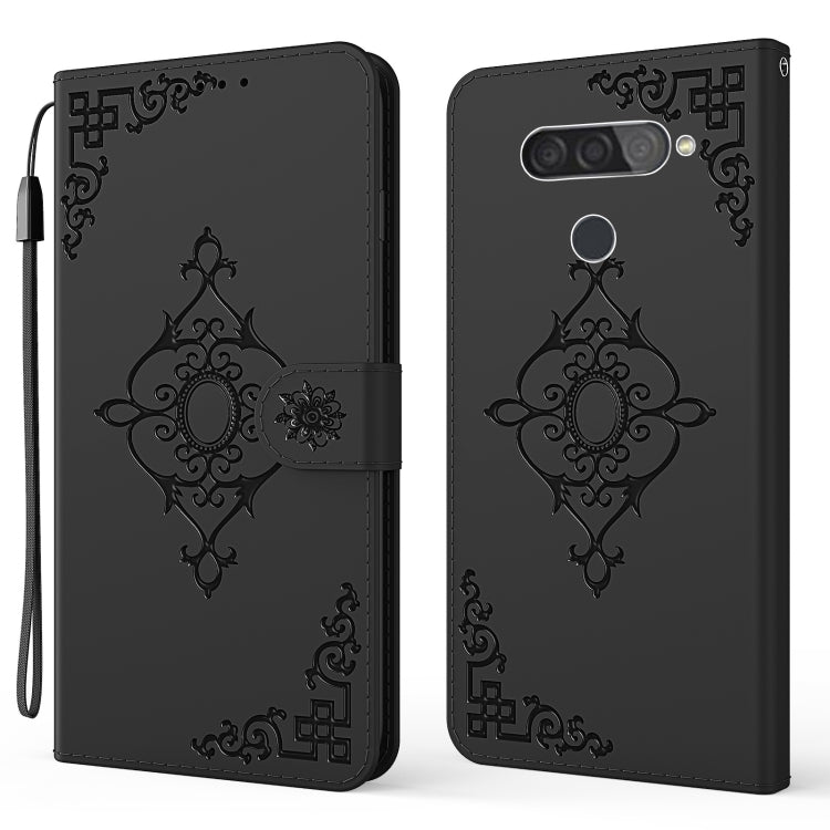 For LG Q70 Embossed Fortune Flower Pattern Horizontal Flip Leather Case with Holder & Card Slot & Wallet & Lanyard