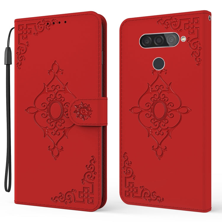 For LG Q70 Embossed Fortune Flower Pattern Horizontal Flip Leather Case with Holder & Card Slot & Wallet & Lanyard