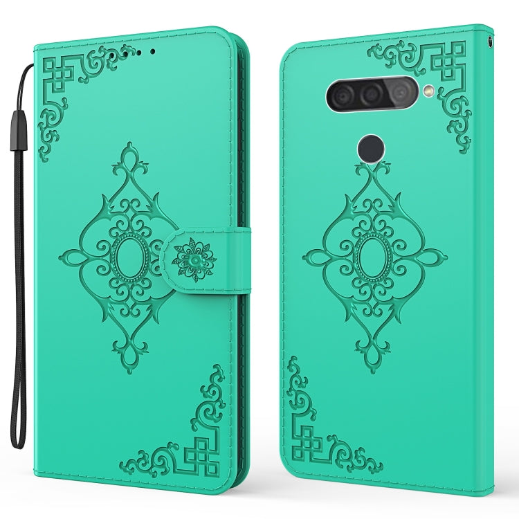 For LG Q70 Embossed Fortune Flower Pattern Horizontal Flip Leather Case with Holder & Card Slot & Wallet & Lanyard