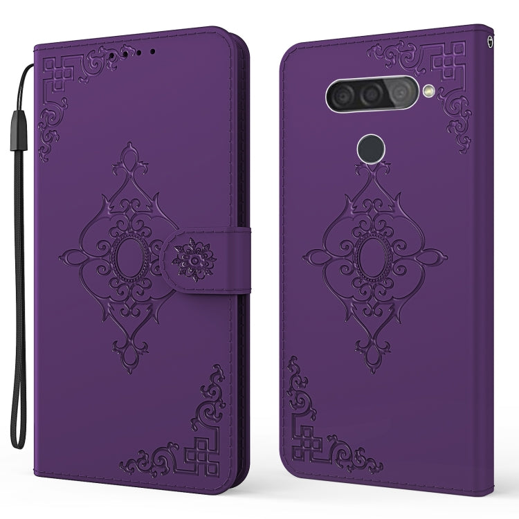 For LG Q70 Embossed Fortune Flower Pattern Horizontal Flip Leather Case with Holder & Card Slot & Wallet & Lanyard