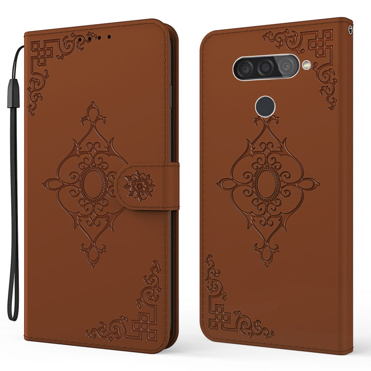 For LG Q70 Embossed Fortune Flower Pattern Horizontal Flip Leather Case with Holder & Card Slot & Wallet & Lanyard