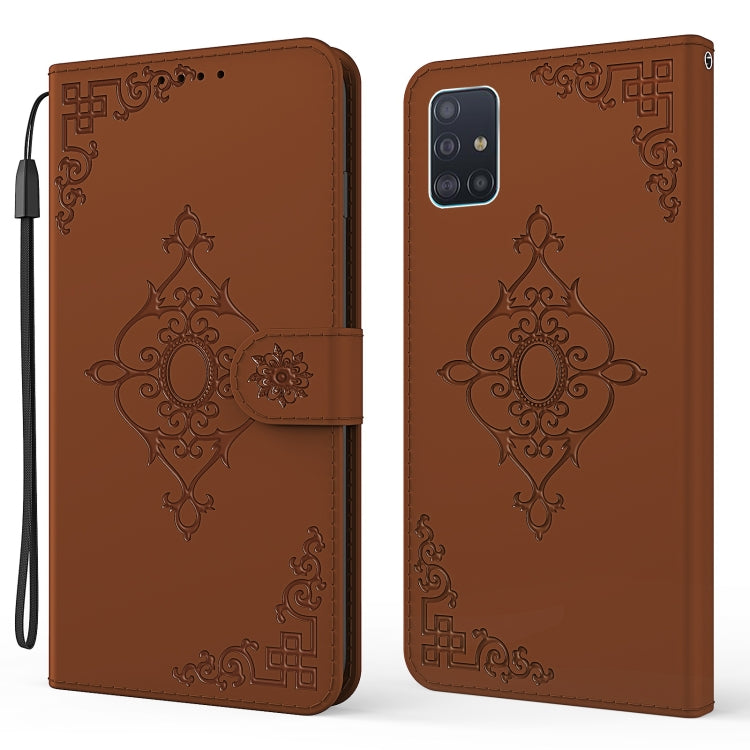 For Samsung Galaxy A71 4G Embossed Fortune Flower Pattern Horizontal Flip Leather Case with Holder & Card Slot & Wallet & Lanyard