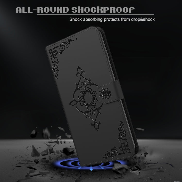 For Samsung Galaxy A41 Embossed Fortune Flower Pattern Horizontal Flip Leather Case with Holder & Card Slot & Wallet & Lanyard