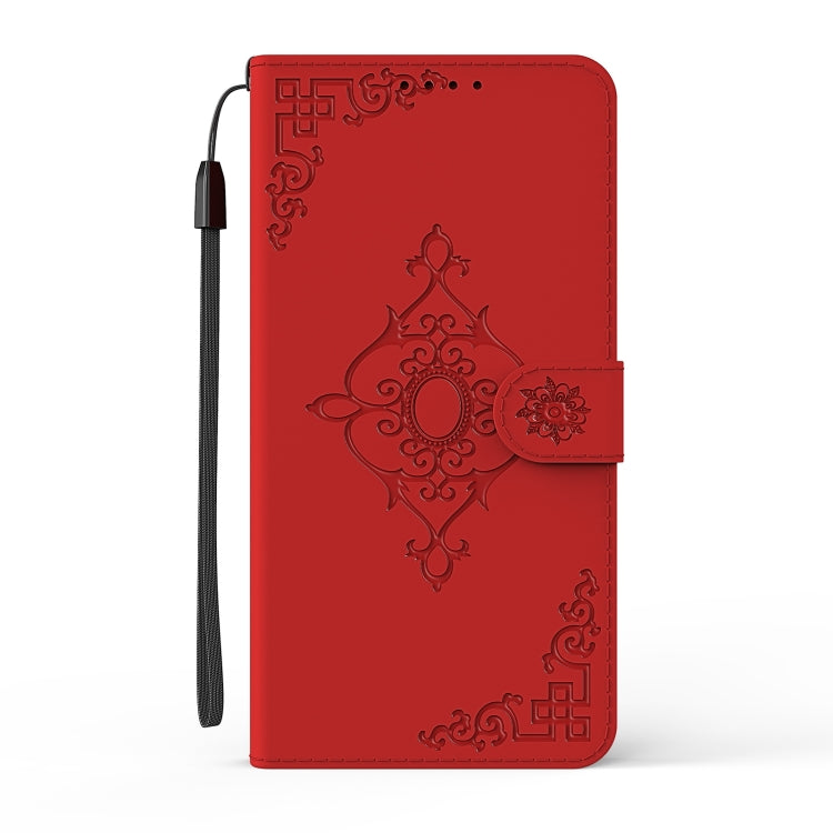 For Samsung Galaxy A41 Embossed Fortune Flower Pattern Horizontal Flip Leather Case with Holder & Card Slot & Wallet & Lanyard