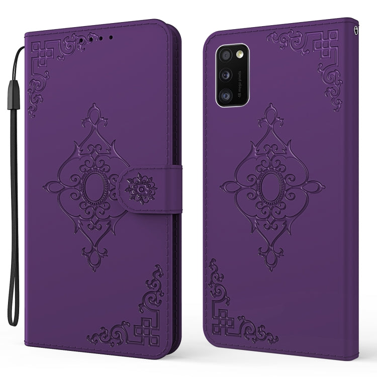 For Samsung Galaxy A41 Embossed Fortune Flower Pattern Horizontal Flip Leather Case with Holder & Card Slot & Wallet & Lanyard