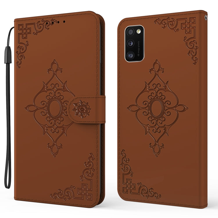 For Samsung Galaxy A41 Embossed Fortune Flower Pattern Horizontal Flip Leather Case with Holder & Card Slot & Wallet & Lanyard