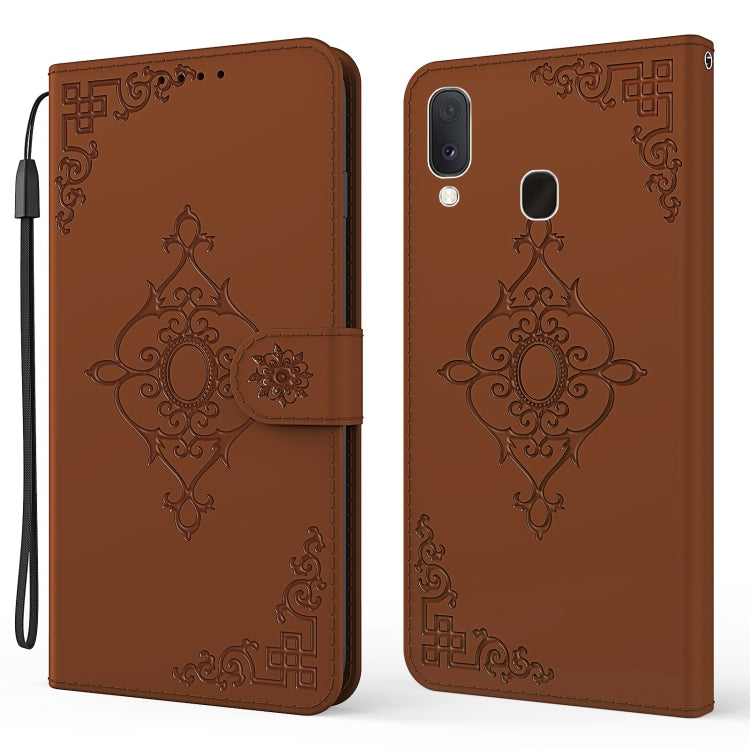For Samsung Galaxy A01 Embossed Fortune Flower Pattern Horizontal Flip Leather Case with Holder & Card Slot & Wallet & Lanyard