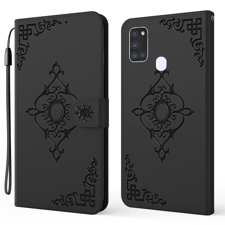 For Samsung Galaxy M30s Embossed Fortune Flower Pattern Horizontal Flip Leather Case with Holder & Card Slot & Wallet & Lanyard