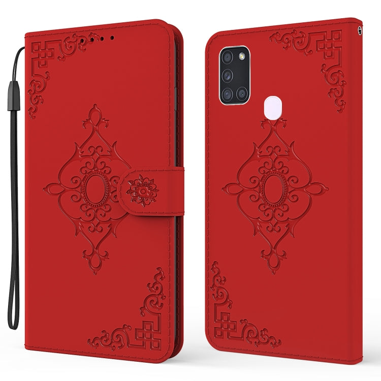 For Samsung Galaxy M30s Embossed Fortune Flower Pattern Horizontal Flip Leather Case with Holder & Card Slot & Wallet & Lanyard