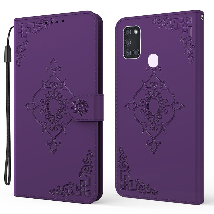 For Samsung Galaxy M30s Embossed Fortune Flower Pattern Horizontal Flip Leather Case with Holder & Card Slot & Wallet & Lanyard
