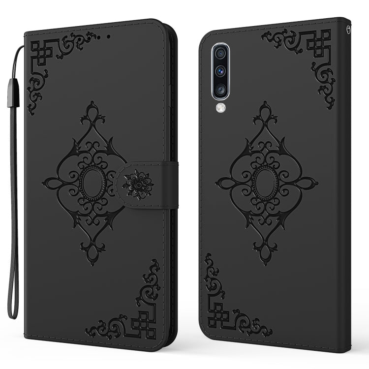 For Samsung Galaxy A70 / A70s Embossed Fortune Flower Pattern Horizontal Flip Leather Case with Holder & Card Slot & Wallet & Lanyard