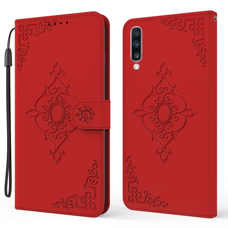For Samsung Galaxy A70 / A70s Embossed Fortune Flower Pattern Horizontal Flip Leather Case with Holder & Card Slot & Wallet & Lanyard