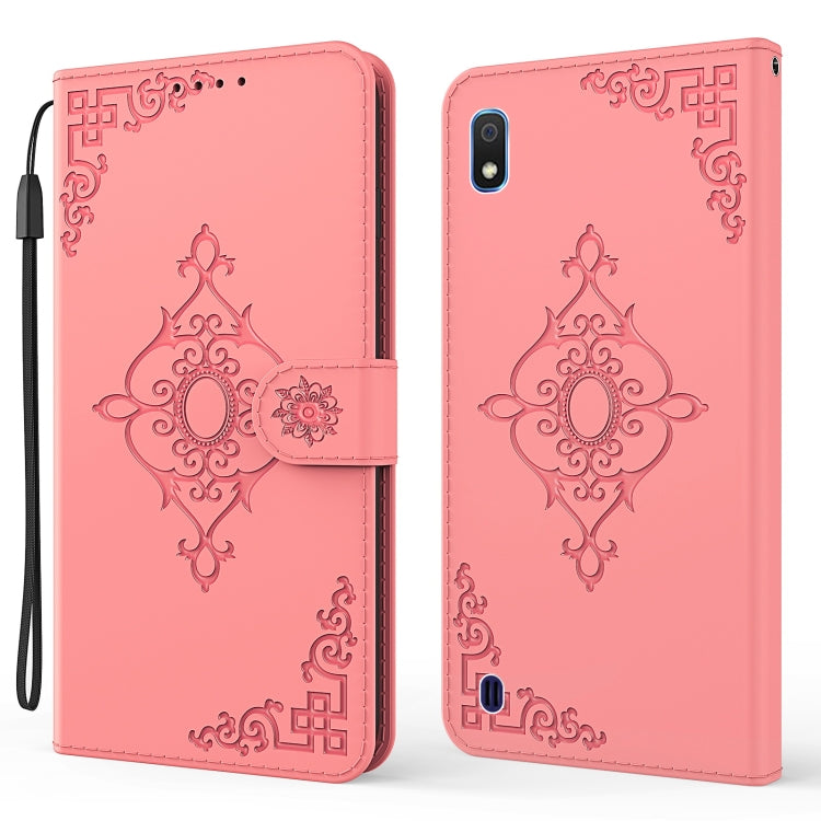 For Samsung Galaxy A10 / M10 Embossed Fortune Flower Pattern Horizontal Flip Leather Case with Holder & Card Slot & Wallet & Lanyard