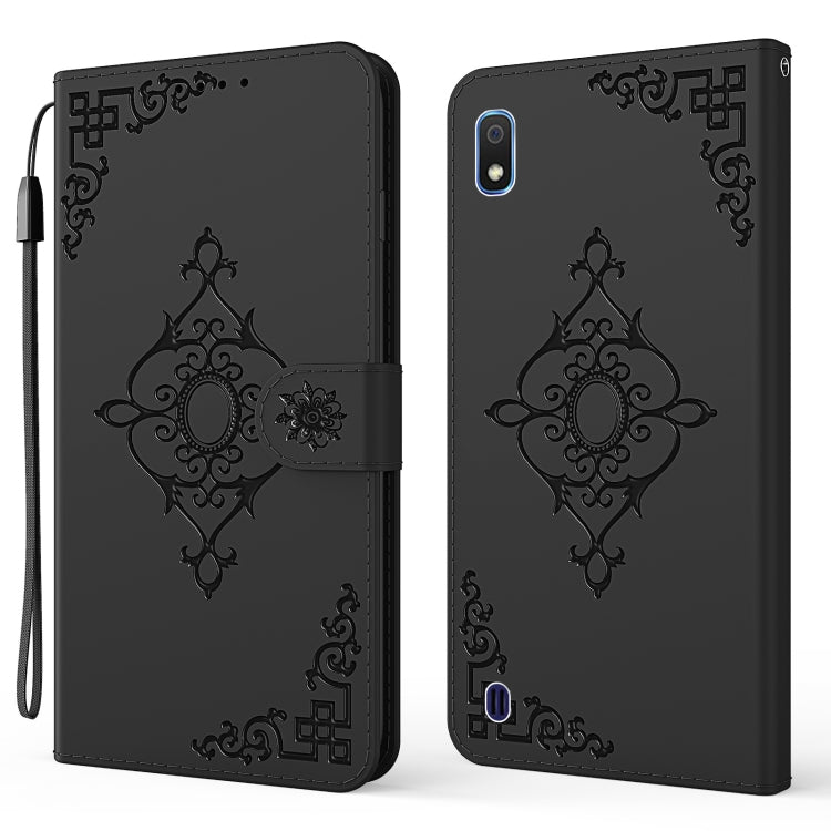 For Samsung Galaxy A10 / M10 Embossed Fortune Flower Pattern Horizontal Flip Leather Case with Holder & Card Slot & Wallet & Lanyard